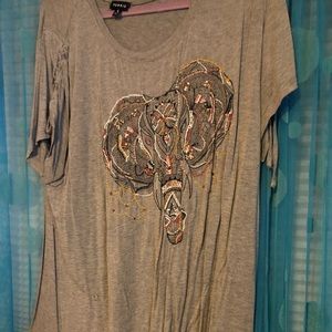 Torrid elephant sequin lace up shirt size 3